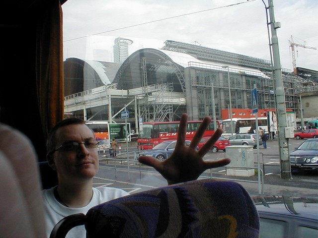 Johan Gullden in a bus close to the station in Frankfurt